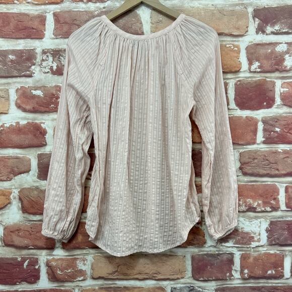 Ralph Lauren Chaps Top Women's Small Pink Embroidered Striped Casual Shirt - Picture 4 of 8